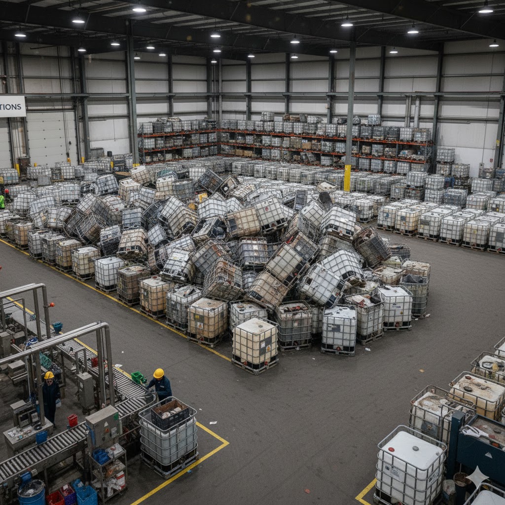 IBC valve components laid out for service