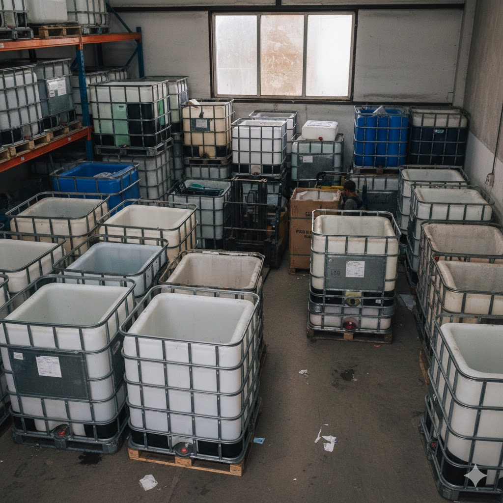 Forklift moving totes during intake